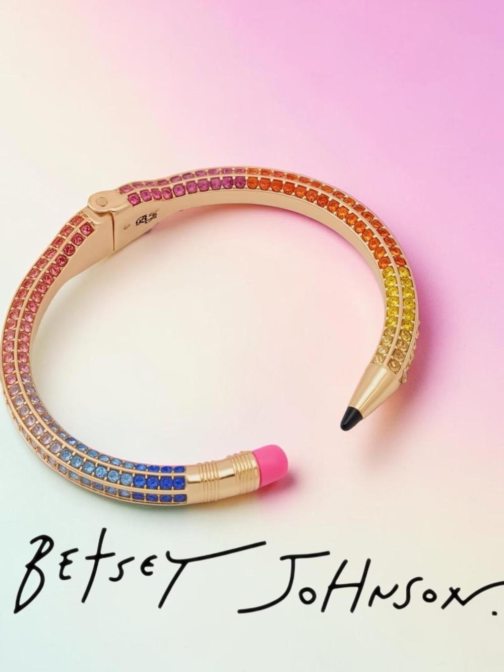Betsey Johnson Women's Straight A's Pavé Pencil Cuff Bracelet